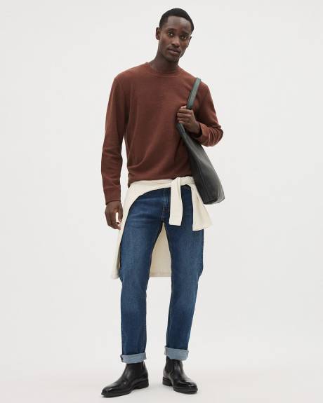 Long-Sleeve Crew-Neck Ribbed Sweater