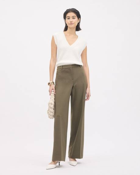 Mid-Rise Wide-Leg Green Heavy Twill Pant