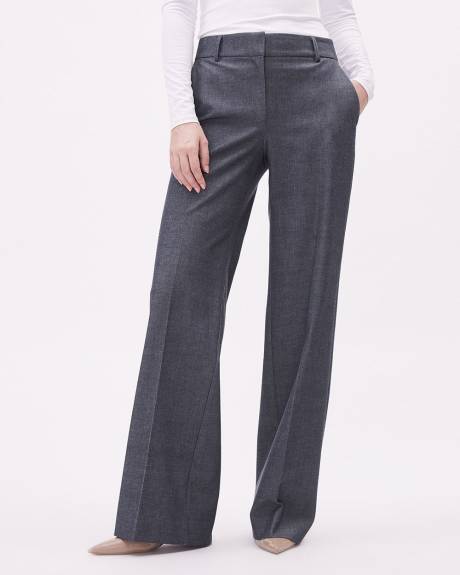 Chambray Mid-Rise Wide Leg Pant