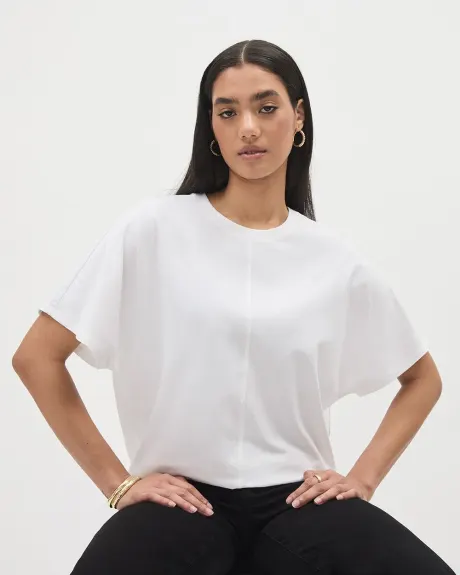 Short-Dolman-Sleeve Crew-Neck Cotton Tee