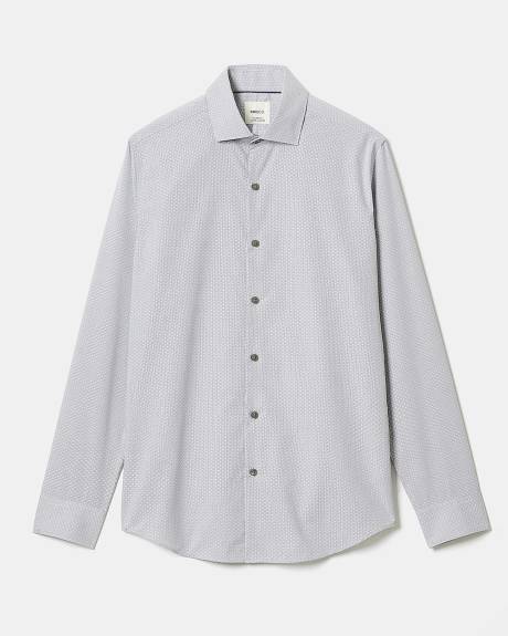 Tailored-Fit Grey Dobby Dress Shirt