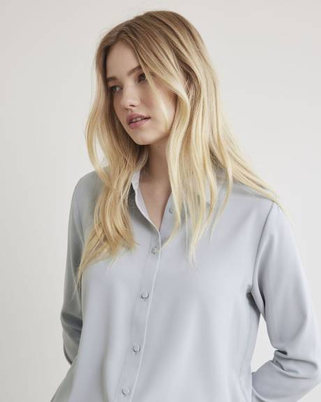 Blouse Boutonnée en Sergé à Manches Longues