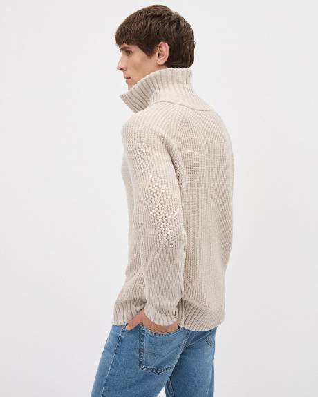 Long-Sleeve Half-Zip Mock-Neck Sweater