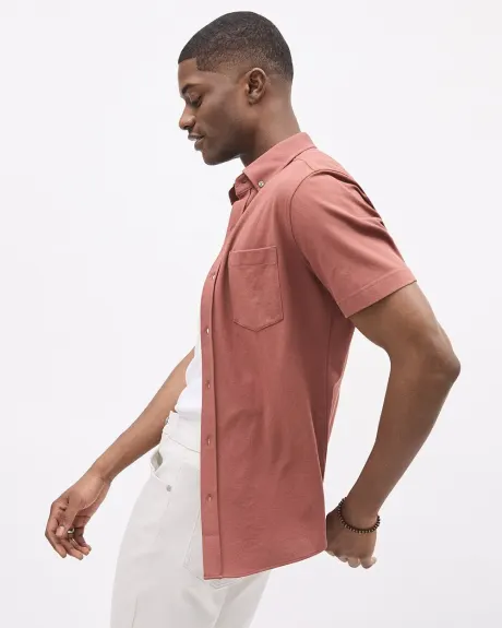 Short-Sleeve Piqué Cotton Shirt