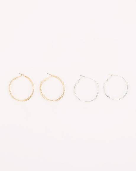 Thin Double Hoops - 2 Pairs