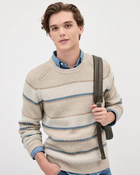 Striped Long-Sleeve Crew-Neck Sweater