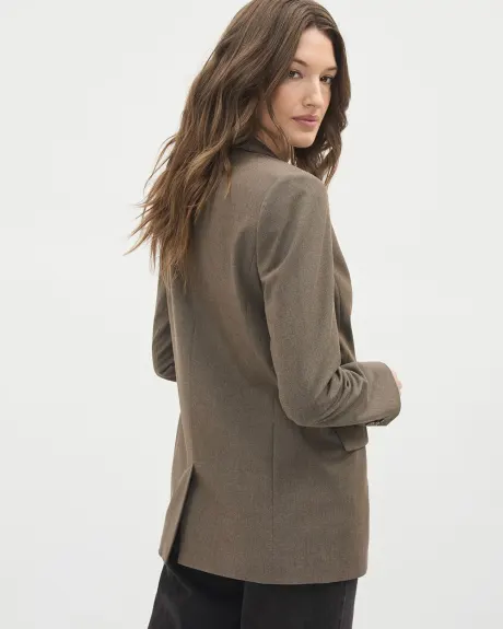 Brown Open Double-Breasted Loose Blazer