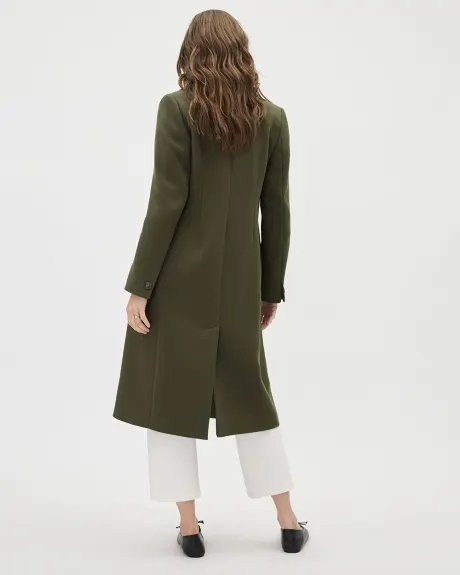 Manteau Long à Coupe Ajustée en Sergé