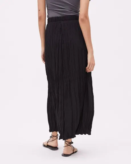 High-Waisted Flare Crinkle Maxi Skirt