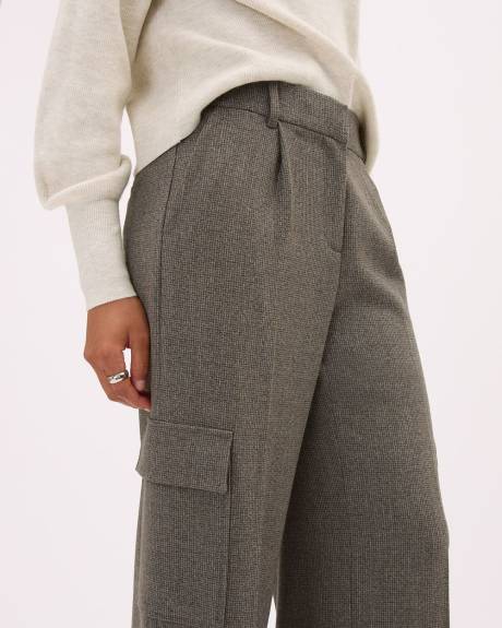 High-Rise Wide-Leg Plaid Cargo Pant