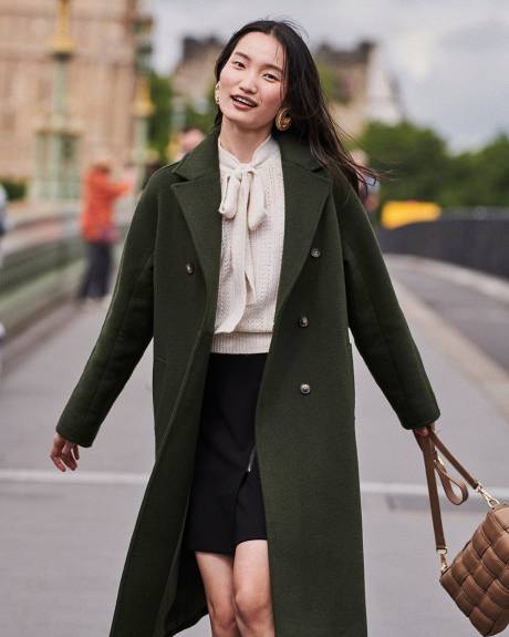 Double-Breasted Long Wool Coat