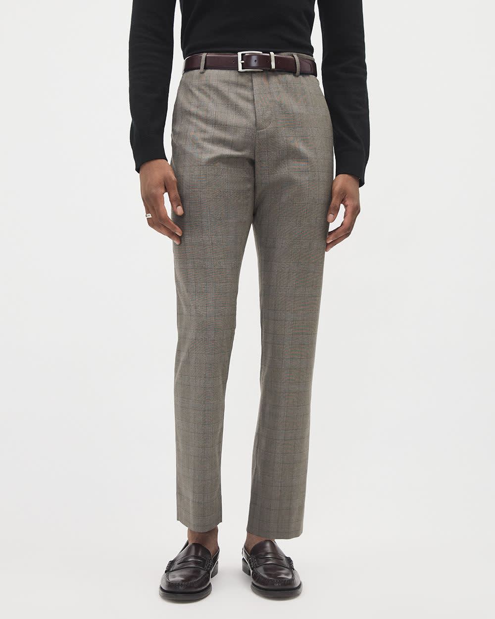 Taupe Checkered Tailored-Fit City Pant