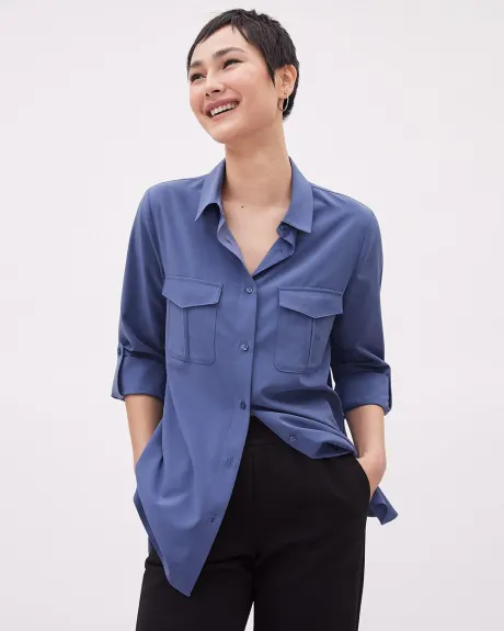 Blouse Boutonnée à Manches Longues avec Poches Utilitaires