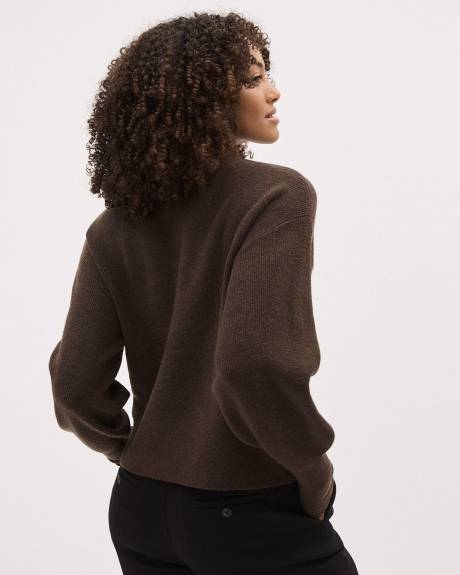 Long-Sleeve Mock-Neck Ribbed Sweater