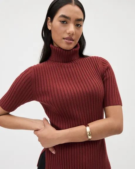 Ultra-Soft Elbow-Sleeve Turtleneck Sweater