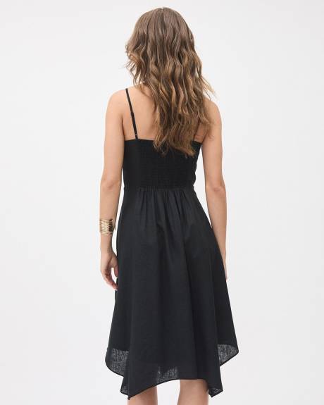 Robe Midi en Lin Sans Manches à Col V