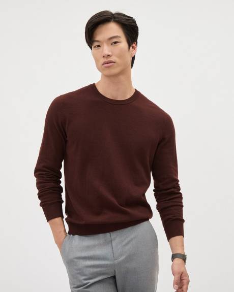 Solid Long-Sleeve Crew-Neck Sweater