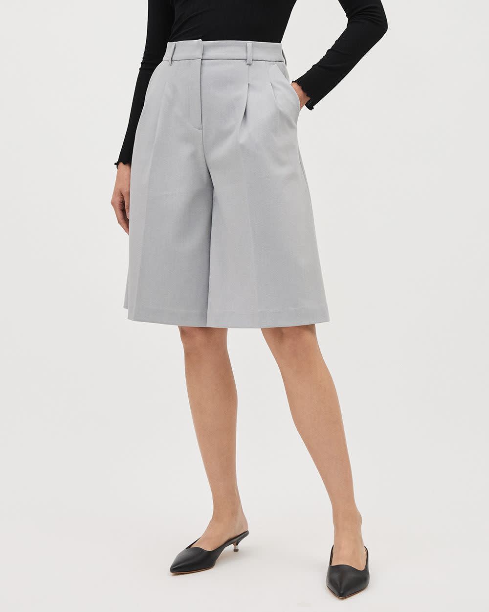 Grey High-Rise Wide-Leg Culottes