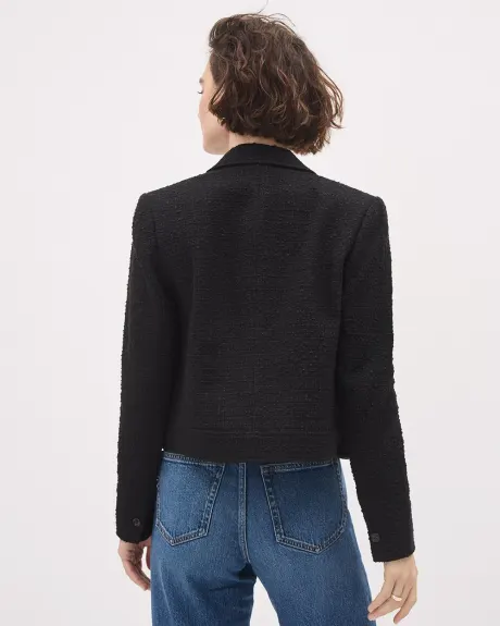 Bouclé Open Double-Breasted Cropped Blazer