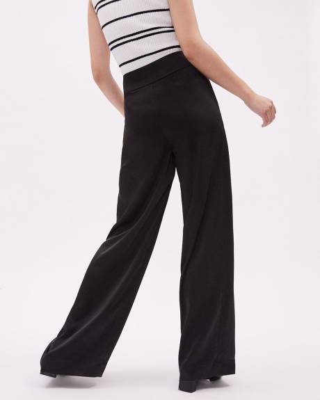 Pantalon Palazzo en Satin à Taille Haute