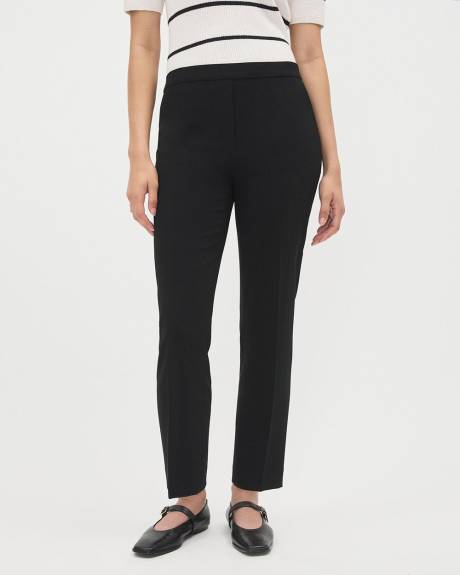 Black Mid-Rise Tapered-Leg Crepe Pant