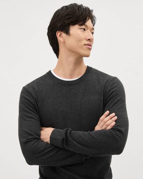 Solid Long-Sleeve Crew-Neck Sweater