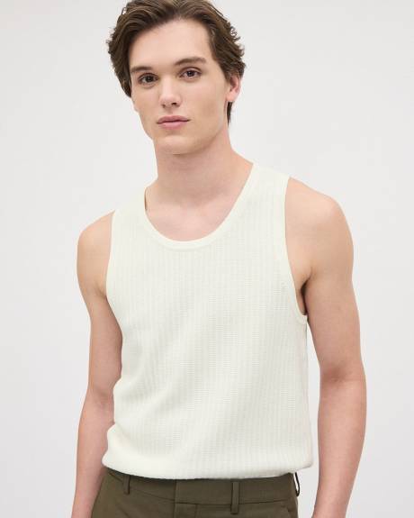 White Sleeveless Crew-Neck Sweater