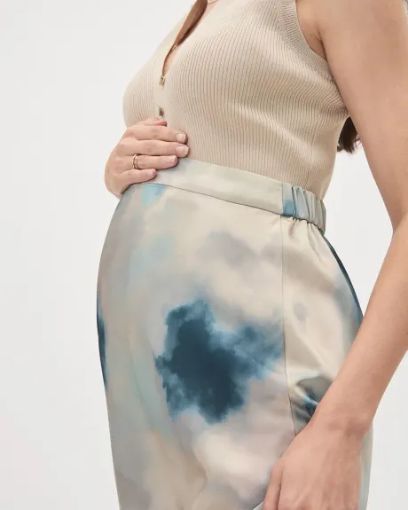 Satin Flare Skirt with Elastic Waistband - Thyme Maternity