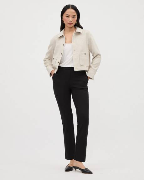 Black Mid-Rise Straight-Leg Pant