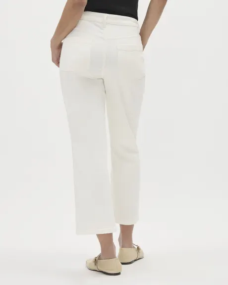 High-Waisted Wide-Leg Crop Cream Jeans