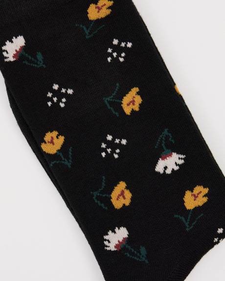 Bamboo Crew Socks with Floral Pattern