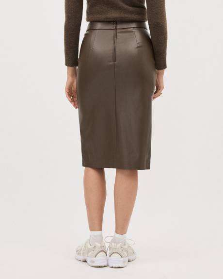 Faux Leather Pencil Midi Skirt