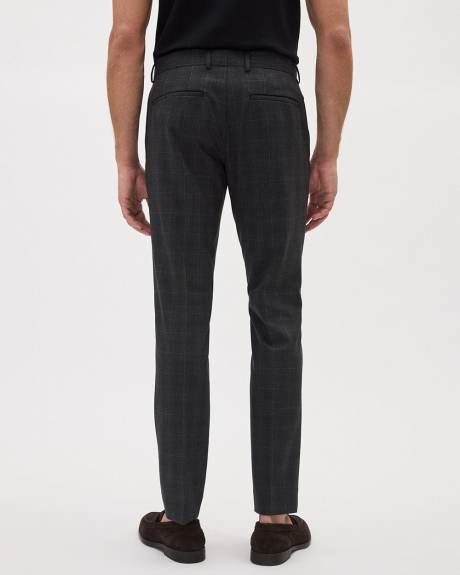 Pantalon de Complet Carreauté Gris Foncé à Coupe Étroite