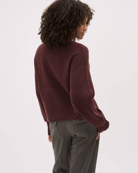 Long-Sleeve Mock-Neck Ribbed Sweater