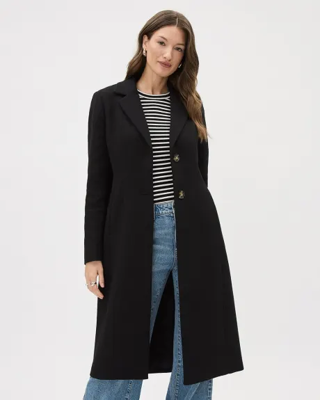 Manteau Long à Coupe Ajustée en Sergé