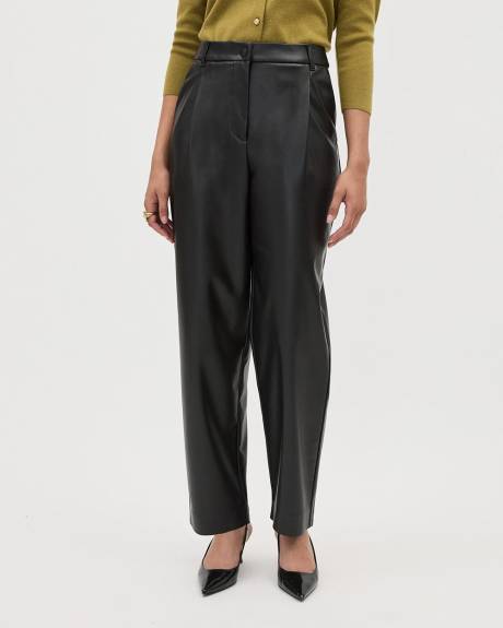 Faux-Leather High-Rise Barrel Pant