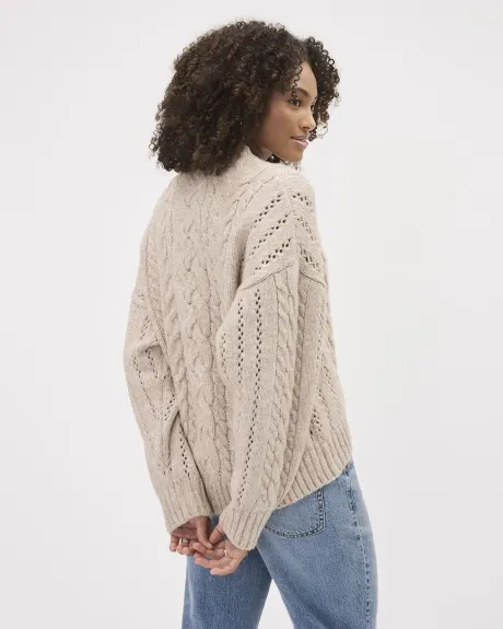 Long-Sleeve Crew-Neck Cable-Stich Sweater