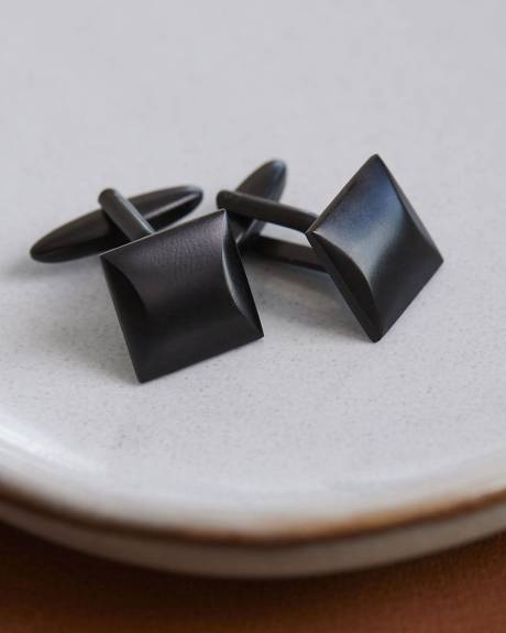 Square Matte Black Cuff Links