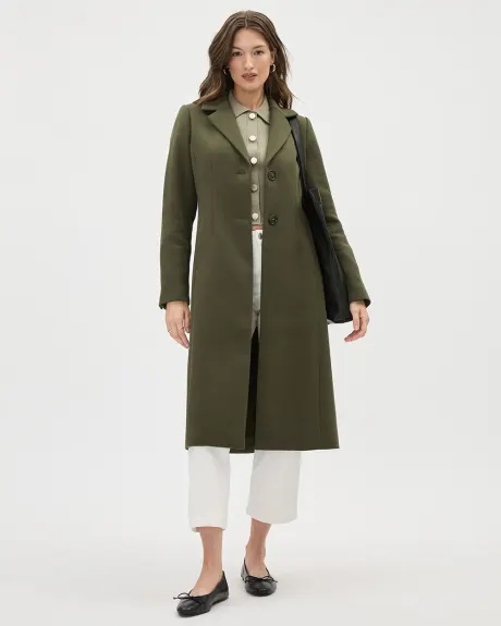 Manteau Long à Coupe Ajustée en Sergé