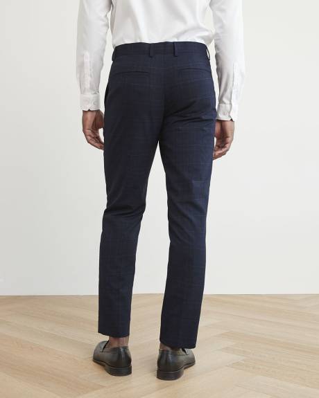 Pantalon de Complet Marine Carreauté à Coupe Étroite