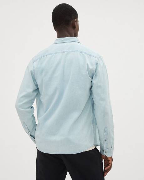 Long-Sleeve Denim Shirt with Chest Pocket