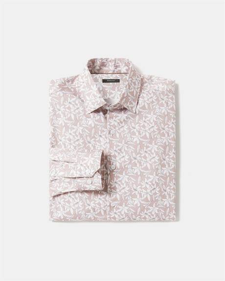 Chemise Habillée Rose à Coupe Ajustée à Motif Floral