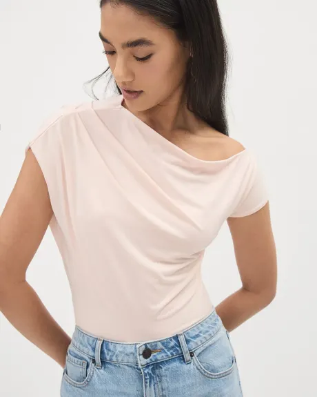 Short-Sleeve Tee with Asymmetrical Neckline