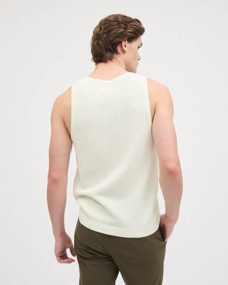 White Sleeveless Crew-Neck Sweater