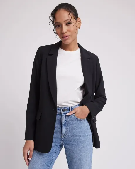 One-Button Long Crepe Blazer