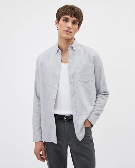 Chemise à Coupe Étroite en Sergé Brossé