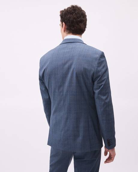 Slim-Fit Blue Checkered Suit Blazer