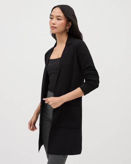 Long Knit Blazer with Open Front