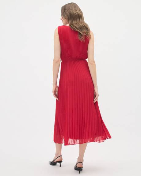 Robe Midi Plissée Sans Manches