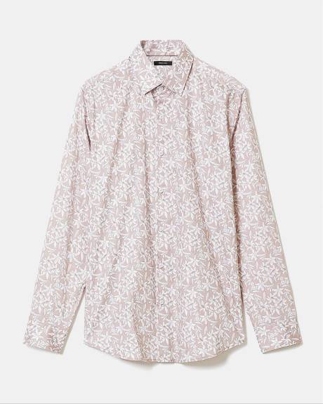 Chemise Habillée Rose à Coupe Ajustée à Motif Floral